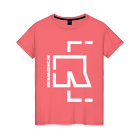 Женская футболка хлопок с принтом RAMMSTEIN в Белгороде, 100% хлопок | прямой крой, круглый вырез горловины, длина до линии бедер, слегка спущенное плечо | rammstein | рамштайн