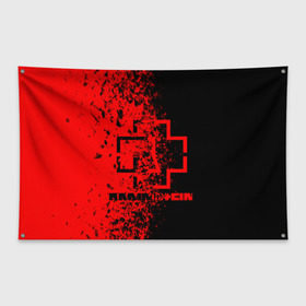 Флаг-баннер с принтом Rammstein в Белгороде, 100% полиэстер | размер 67 х 109 см, плотность ткани — 95 г/м2; по краям флага есть четыре люверса для крепления | 3d | hard | logo | metal | music | rammstein | rock | геометрия | градиент | гранж | знак | иллюстрация | лого | метал | музыка | рамштайн | рок | символ | текстура