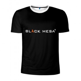 Мужская футболка 3D спортивная с принтом BLACK MESA в Белгороде, 100% полиэстер с улучшенными характеристиками | приталенный силуэт, круглая горловина, широкие плечи, сужается к линии бедра | Тематика изображения на принте: black mesa | city 17 | combine guard | gordon freeman | half life | source | valve | гордон фримен | халф лайф