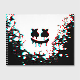 Альбом для рисования с принтом MARSHMELLO GLITCH в Белгороде, 100% бумага
 | матовая бумага, плотность 200 мг. | america | dj | glitch | marshmello | usa | америка | глитч | маршмелло