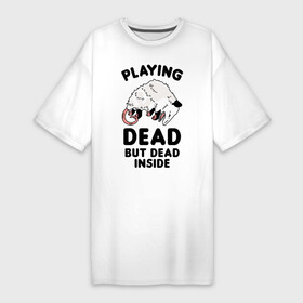 Платье-футболка хлопок с принтом Dead Inside в Белгороде,  |  | dead inside | deadinside | dont open dead inside | not a ghost just dead inside | опоссум