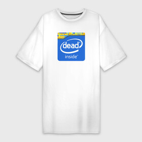 Платье-футболка хлопок с принтом Dead Inside в Белгороде,  |  | dead inside | dont open | гуль | дед инсайт | дединсайт | дэд инсайт | дэдинсайт | интроверт | кен канеки | мертв внутри | мертвый внутри