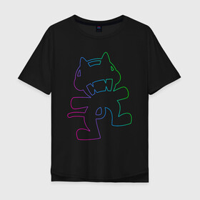 Мужская футболка хлопок Oversize с принтом MONSTERCAT в Белгороде, 100% хлопок | свободный крой, круглый ворот, “спинка” длиннее передней части | cat | monster | monster cat | monstercat | кот | монстеркет