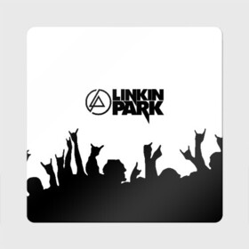 Магнит виниловый Квадрат с принтом LINKIN PARK | ЛИНКИН ПАРК в Белгороде, полимерный материал с магнитным слоем | размер 9*9 см, закругленные углы | chester bennington | linkin park | mike shinoda | линкин парк