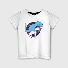 Детская футболка хлопок с принтом Рекс и Единорог в Белгороде, 100% хлопок | круглый вырез горловины, полуприлегающий силуэт, длина до линии бедер | Тематика изображения на принте: rex | t rex | trex | unicorn | дино | динозавр | единорог | рекс | т рекс | ти рекс