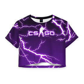 Женская футболка Cropp-top с принтом CS GO LIGHTNING STYLE в Белгороде, 100% полиэстер | круглая горловина, длина футболки до линии талии, рукава с отворотами | astralis | awp | counter strike | cs go | cs go global offensive | faze clan | hyper beast | team liquid | thunder | астралис | молнии | тим ликвид | фейз клан | хайпер бист | шторм