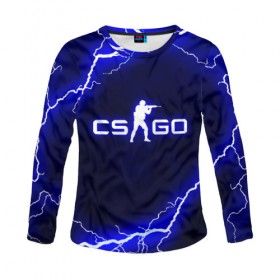 Женский лонгслив 3D с принтом CS GO LIGHTNING STYLE в Белгороде, 100% полиэстер | длинные рукава, круглый вырез горловины, полуприлегающий силуэт | astralis | awp | counter strike | cs go | cs go global offensive | faze clan | hyper beast | team liquid | thunder | астралис | молнии | тим ликвид | фейз клан | хайпер бист | шторм