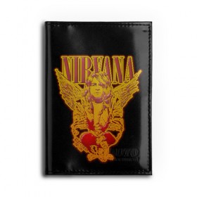 Обложка для автодокументов с принтом Nirvana в Белгороде, натуральная кожа |  размер 19,9*13 см; внутри 4 больших “конверта” для документов и один маленький отдел — туда идеально встанут права | bleach | blew | cobain | dave | geffen | hormoaning | in utero | incesticide | krist | kurt | nevermind | nirvana | novoselic | rock | vevo | геффен | курт кобейн | нирвана | рок