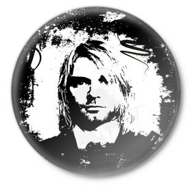 Значок с принтом Kurt Cobain в Белгороде,  металл | круглая форма, металлическая застежка в виде булавки | bleach | blew | cobain | dave | geffen | hormoaning | in utero | incesticide | krist | kurt | nevermind | nirvana | novoselic | rock | vevo | геффен | курт кобейн | нирвана | рок