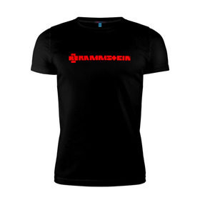 Мужская футболка премиум с принтом RAMMSTEIN (НА СПИНЕ) в Белгороде, 92% хлопок, 8% лайкра | приталенный силуэт, круглый вырез ворота, длина до линии бедра, короткий рукав | Тематика изображения на принте: rammstein | рамштайн