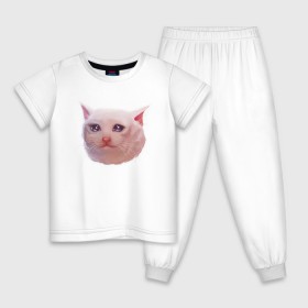 Детская пижама хлопок с принтом Плачущий кот в Белгороде, 100% хлопок |  брюки и футболка прямого кроя, без карманов, на брюках мягкая резинка на поясе и по низу штанин
 | cat | crying | meme | кот | мем | плачущий