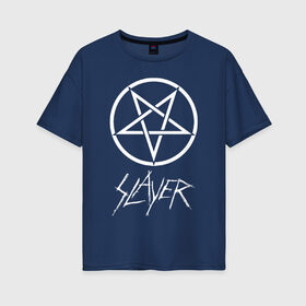 Женская футболка хлопок Oversize с принтом SLAYER в Белгороде, 100% хлопок | свободный крой, круглый ворот, спущенный рукав, длина до линии бедер
 | slayer | слеер