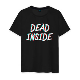 Мужская футболка хлопок с принтом DEAD INSIDE GLITCH в Белгороде, 100% хлопок | прямой крой, круглый вырез горловины, длина до линии бедер, слегка спущенное плечо. | dead inside | dont open. | гуль | дед инсайт | дединсайт | дэд инсайт | дэдинсайт | интроверт | кен канеки | мертв внутри | мертвый внутри