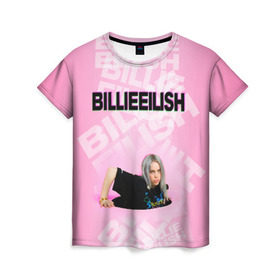 Женская футболка 3D с принтом Billie Eilish в Белгороде, 100% полиэфир ( синтетическое хлопкоподобное полотно) | прямой крой, круглый вырез горловины, длина до линии бедер | ayelish | bad guy | bellyache | bilie eilish | bilie elish | billie | billie eilish | eilish | electronic | elish | music | билли айлиш | эйлиш | элиш