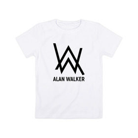 Детская футболка хлопок с принтом ALAN WALKER в Белгороде, 100% хлопок | круглый вырез горловины, полуприлегающий силуэт, длина до линии бедер | 