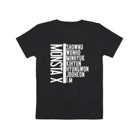 Детская футболка хлопок с принтом MONSTA X в Белгороде, 100% хлопок | круглый вырез горловины, полуприлегающий силуэт, длина до линии бедер | i.m. | jooheon | kihyun | minhyuk | monsta x | shownu | wonho | монст х | монста х
