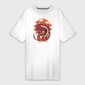 Платье-футболка хлопок с принтом Дракон в Белгороде,  |  | азия | боец | вензеля | воин | дракон | змей | змея | карате | катана | кимоно | китай | клыки | меч | ниндзя | нож | огонь | оскал | сакура | сегун | харакири | цветы | чудище | якудза | япония