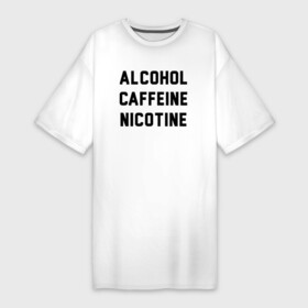 Платье-футболка хлопок с принтом Бесстыжие в Белгороде,  |  | alcohol | caffeine | nicotine | бесстыдники | бесстыжие | кофеин | никотин | сериал бесстыжие | фиона | фиона бесстыжие