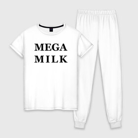 Женская пижама хлопок с принтом mega milk в Белгороде, 100% хлопок | брюки и футболка прямого кроя, без карманов, на брюках мягкая резинка на поясе и по низу штанин | Тематика изображения на принте: ahegao | anime | mega milk | mega milk манга