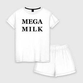 Женская пижама с шортиками хлопок с принтом mega milk в Белгороде, 100% хлопок | футболка прямого кроя, шорты свободные с широкой мягкой резинкой | ahegao | anime | mega milk | mega milk манга