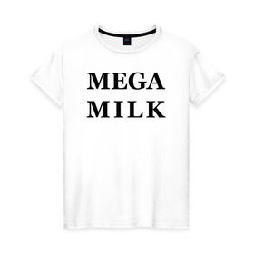 Женская футболка хлопок с принтом mega milk в Белгороде, 100% хлопок | прямой крой, круглый вырез горловины, длина до линии бедер, слегка спущенное плечо | Тематика изображения на принте: ahegao | anime | mega milk | mega milk манга