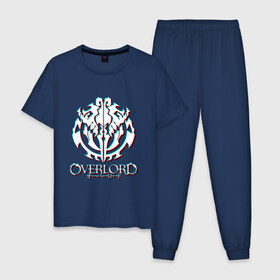 Мужская пижама хлопок с принтом Overlord: Glitch. в Белгороде, 100% хлопок | брюки и футболка прямого кроя, без карманов, на брюках мягкая резинка на поясе и по низу штанин
 | overlord | аниме | лого | логотип | оверлорд | сериал