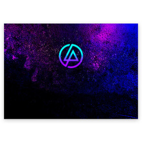 Поздравительная открытка с принтом Linkin Park в Белгороде, 100% бумага | плотность бумаги 280 г/м2, матовая, на обратной стороне линовка и место для марки
 | alternative | brad delson | breakbit | chester bennington | dave farrell | electronic rock | extreme | linkin park | mike shinoda | neon | nu metal | rap | rock | рок
