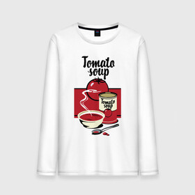 Мужской лонгслив хлопок с принтом Томатный суп в Белгороде, 100% хлопок |  | Тематика изображения на принте: flat | food | poster | retro | soup | spoon | steam | tomato | еда | ложка | пар | плакат | помидор | ретро | суп | тарелка