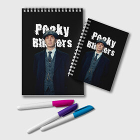 Блокнот с принтом Peaky Blinders в Белгороде, 100% бумага | 48 листов, плотность листов — 60 г/м2, плотность картонной обложки — 250 г/м2. Листы скреплены удобной пружинной спиралью. Цвет линий — светло-серый
 | peaky blinders | острые козырьки | сериал