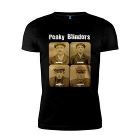 Мужская футболка премиум с принтом Peaky Blinders в Белгороде, 92% хлопок, 8% лайкра | приталенный силуэт, круглый вырез ворота, длина до линии бедра, короткий рукав | peaky blinders | острые козырьки | сериал