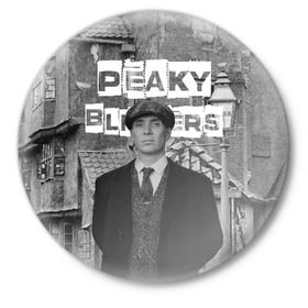 Значок с принтом Peaky Blinders в Белгороде,  металл | круглая форма, металлическая застежка в виде булавки | peaky blinders | острые козырьки | сериал