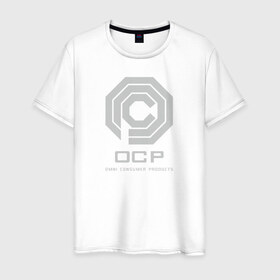 Мужская футболка хлопок с принтом OCP в Белгороде, 100% хлопок | прямой крой, круглый вырез горловины, длина до линии бедер, слегка спущенное плечо. | omni consumer products | алекс мёрфи | робокоп. детройт