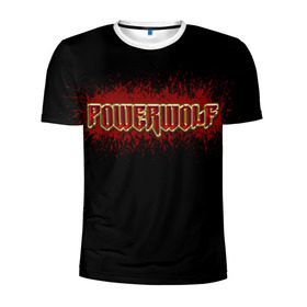 Мужская футболка 3D спортивная с принтом Powerwolf в Белгороде, 100% полиэстер с улучшенными характеристиками | приталенный силуэт, круглая горловина, широкие плечи, сужается к линии бедра | metal | powerwolf | пауэр метал | хэви метал