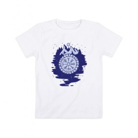 Детская футболка хлопок с принтом Викинги Символика в Белгороде, 100% хлопок | круглый вырез горловины, полуприлегающий силуэт, длина до линии бедер | mountain | symbol | viking | викинг | викинги | гора | горы | символ | символы