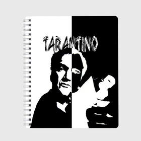 Тетрадь с принтом Tarantino в Белгороде, 100% бумага | 48 листов, плотность листов — 60 г/м2, плотность картонной обложки — 250 г/м2. Листы скреплены сбоку удобной пружинной спиралью. Уголки страниц и обложки скругленные. Цвет линий — светло-серый
 | Тематика изображения на принте: quentin tarantino | квентин тарантино