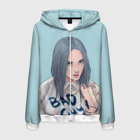 Мужская толстовка 3D на молнии с принтом Billie Eilish в Белгороде, 100% полиэстер | длина до линии бедра, манжеты и пояс оформлены мягкой тканевой резинкой, двухслойный капюшон со шнурком для регулировки, спереди молния, по бокам два кармана | bad guy | billie eilish | билли айлиш | эйлиш