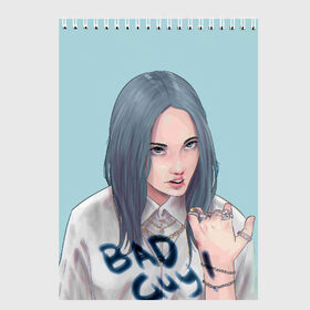 Скетчбук с принтом Billie Eilish в Белгороде, 100% бумага
 | 48 листов, плотность листов — 100 г/м2, плотность картонной обложки — 250 г/м2. Листы скреплены сверху удобной пружинной спиралью | bad guy | billie eilish | билли айлиш | эйлиш