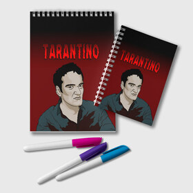 Блокнот с принтом Tarantino в Белгороде, 100% бумага | 48 листов, плотность листов — 60 г/м2, плотность картонной обложки — 250 г/м2. Листы скреплены удобной пружинной спиралью. Цвет линий — светло-серый
 | quentin tarantino | квентин тарантино