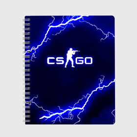 Тетрадь с принтом CS GO LIGHTNING STYLE в Белгороде, 100% бумага | 48 листов, плотность листов — 60 г/м2, плотность картонной обложки — 250 г/м2. Листы скреплены сбоку удобной пружинной спиралью. Уголки страниц и обложки скругленные. Цвет линий — светло-серый
 | Тематика изображения на принте: astralis | awp | counter strike | cs go | cs go global offensive | faze clan | hyper beast | team liquid | thunder | астралис | молнии | тим ликвид | фейз клан | хайпер бист | шторм