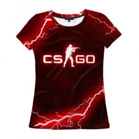 Женская футболка 3D с принтом CS GO LIGHTNING STYLE в Белгороде, 100% полиэфир ( синтетическое хлопкоподобное полотно) | прямой крой, круглый вырез горловины, длина до линии бедер | 