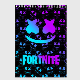 Скетчбук с принтом FORTNITE x MARSHMELLO в Белгороде, 100% бумага
 | 48 листов, плотность листов — 100 г/м2, плотность картонной обложки — 250 г/м2. Листы скреплены сверху удобной пружинной спиралью | 2019 | armor | armour | cybersport | esport | fortnite | game | llama | logo | броня | игра | киберспорт | лама | фиолетовый | фирменные цвета | фортнайт