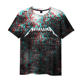 Мужская футболка 3D с принтом METALLICA GLITCH в Белгороде, 100% полиэфир | прямой крой, круглый вырез горловины, длина до линии бедер | 