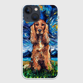 Чехол для iPhone 13 mini с принтом Кокер спаниель (Van Gogh style в Белгороде,  |  | Тематика изображения на принте: gogh | van | vincent | willem | ван | винсент | гог | кокер | пёс | постимпрессионизм | собака | спаниель | художник