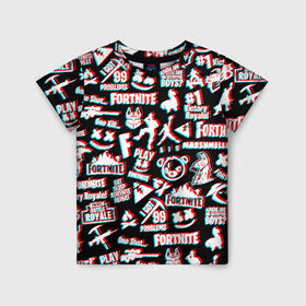 Детская футболка 3D с принтом FORTNITE ПАТТЕРН в Белгороде, 100% гипоаллергенный полиэфир | прямой крой, круглый вырез горловины, длина до линии бедер, чуть спущенное плечо, ткань немного тянется | fortnite | glitch | marshmello | глитч | маршмелло | фортнайт