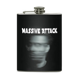 Фляга с принтом Massive Attack в Белгороде, металлический корпус | емкость 0,22 л, размер 125 х 94 мм. Виниловая наклейка запечатывается полностью | грант маршалл | роберт дель ная | трип хоп