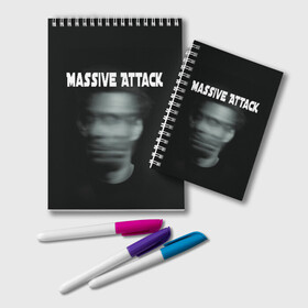 Блокнот с принтом Massive Attack в Белгороде, 100% бумага | 48 листов, плотность листов — 60 г/м2, плотность картонной обложки — 250 г/м2. Листы скреплены удобной пружинной спиралью. Цвет линий — светло-серый
 | грант маршалл | роберт дель ная | трип хоп