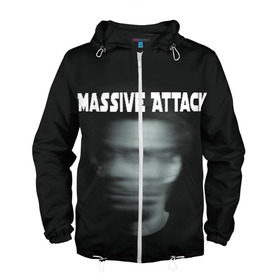 Мужская ветровка 3D с принтом Massive Attack в Белгороде, 100% полиэстер | подол и капюшон оформлены резинкой с фиксаторами, два кармана без застежек по бокам, один потайной карман на груди | грант маршалл | роберт дель ная | трип хоп