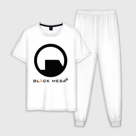Мужская пижама хлопок с принтом HALF-LIFE BLACK MESA в Белгороде, 100% хлопок | брюки и футболка прямого кроя, без карманов, на брюках мягкая резинка на поясе и по низу штанин
 | Тематика изображения на принте: 