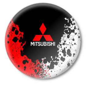 Значок с принтом MITSUBISHI в Белгороде,  металл | круглая форма, металлическая застежка в виде булавки | Тематика изображения на принте: mitsubishi | sport | митсубиси | митсубиши | спорт