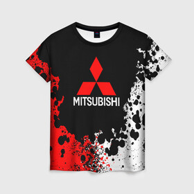 Женская футболка 3D с принтом MITSUBISHI в Белгороде, 100% полиэфир ( синтетическое хлопкоподобное полотно) | прямой крой, круглый вырез горловины, длина до линии бедер | mitsubishi | sport | митсубиси | митсубиши | спорт